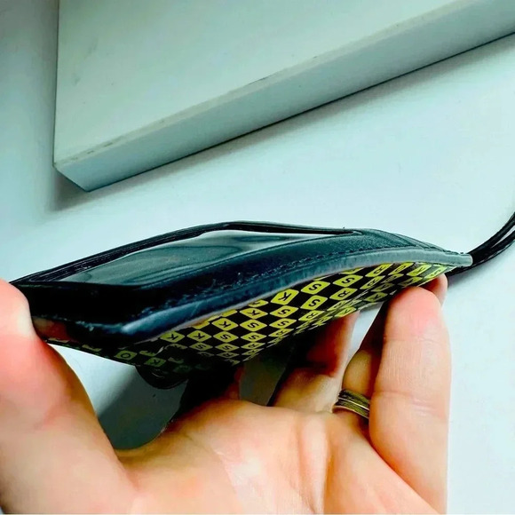 Unisex Micheal Kors Neon Checkerboard Logo Leather Coin Purse - Picture 6 of 8